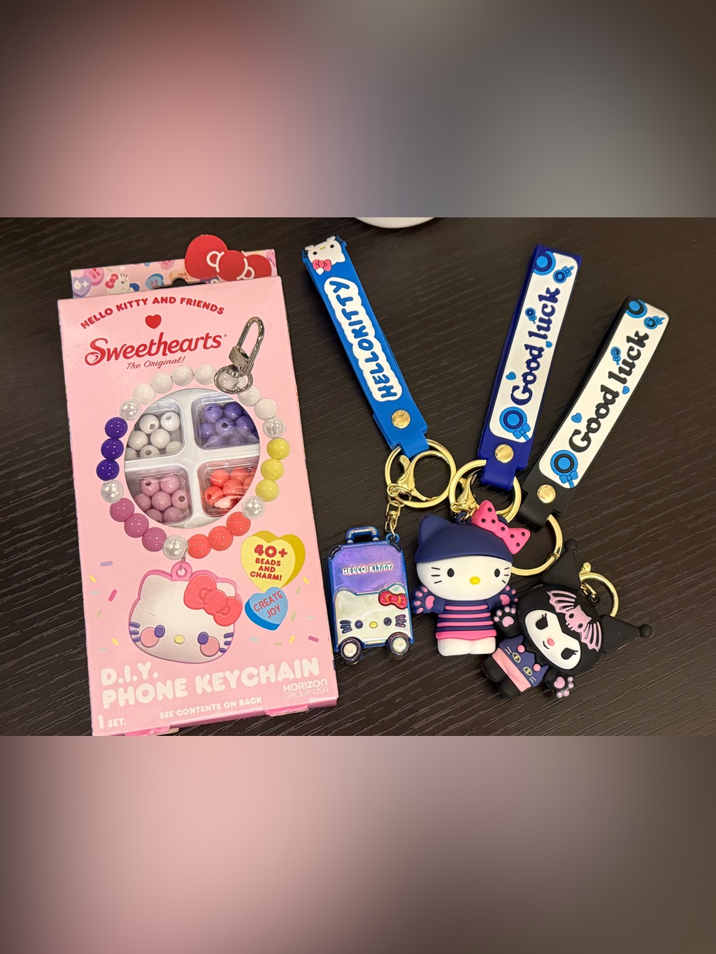 Hello Kitty Keychains And Sweethearts D.I.Y. Phone Keychain Kit Bundle Of 4! New
